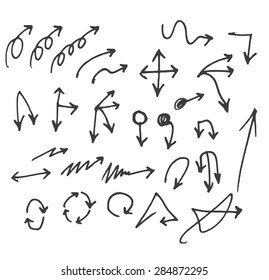 Vector hand drawn arrows set isolated on white