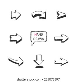 Vector Hand Drawn arrows set isolated on a white bakcground.Part I