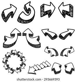 Vector hand drawn arrows set