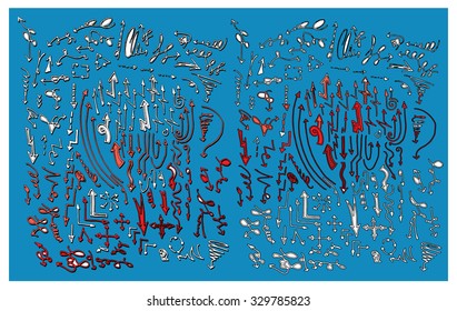 Vector hand drawn arrows set isolated