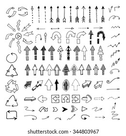 Vector hand drawn arrows set isolated on white - Shutterstock ID 344803967