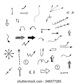 Vector hand drawn arrows set isolated on white