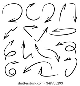 vector hand drawn arrows set