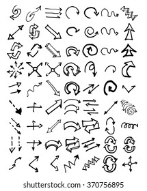 Vector hand drawn arrows set isolated on white