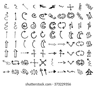 Vector hand drawn arrows set isolated on white