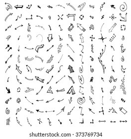 Vector hand drawn arrows set isolated on white