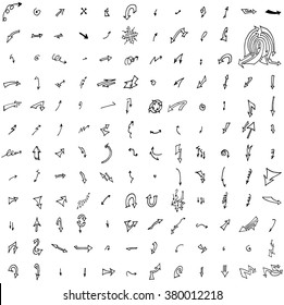Vector hand drawn arrows set isolated on white