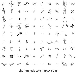 Vector hand drawn arrows set isolated on white