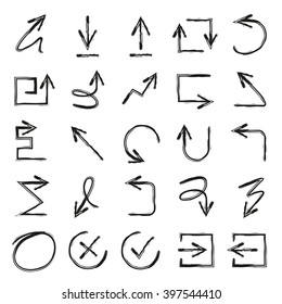 vector hand drawn arrows set