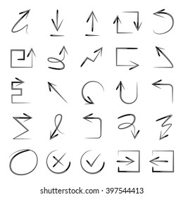 vector hand drawn arrows set