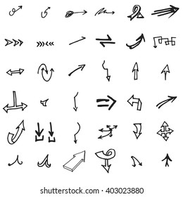 Vector hand drawn arrows set isolated on white