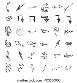 Vector hand drawn arrows set isolated on white