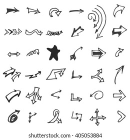 Vector hand drawn arrows set isolated on white