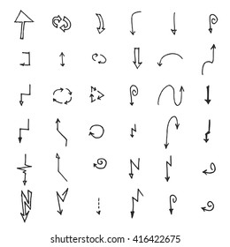 Vector hand drawn arrows set isolated on white