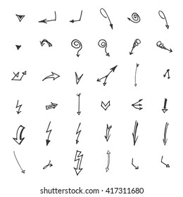 Vector hand drawn arrows set isolated on white