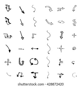 Vector hand drawn arrows set isolated on white