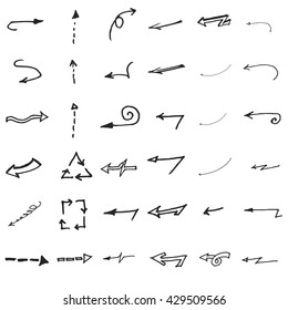 Vector hand drawn arrows set isolated on white
