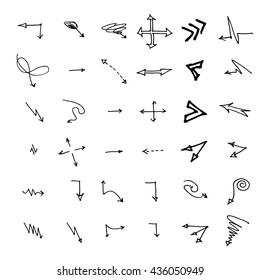 Vector hand drawn arrows set isolated on white