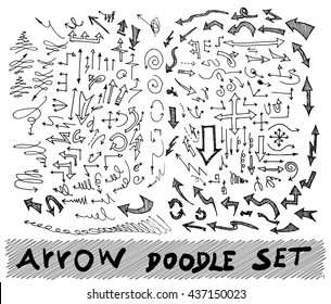 Vector hand drawn arrows set isolated on white