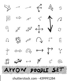 Vector hand drawn arrows set isolated on white