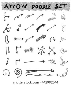 Vector hand drawn arrows set isolated on white