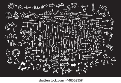 Vector hand drawn arrows set isolated 
