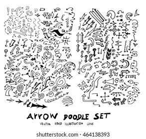 Vector hand drawn arrows set