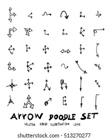 Vector hand drawn arrows set