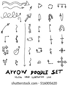 Vector hand drawn arrows set