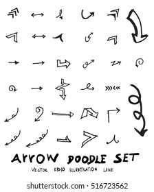 Vector hand drawn arrows set