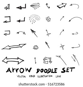 Vector hand drawn arrows set