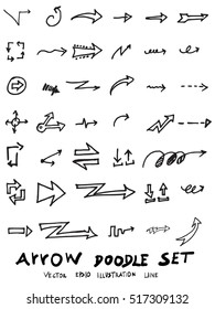 Vector hand drawn arrows set