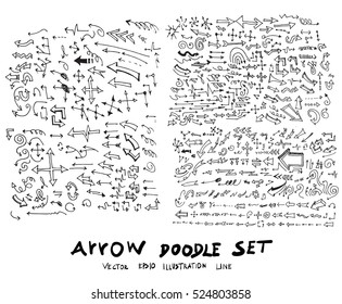Vector hand drawn arrows set
