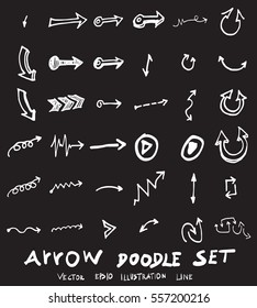 Vector hand drawn arrows set chalkboard