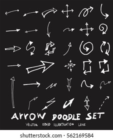 Vector hand drawn arrows set chalkboard