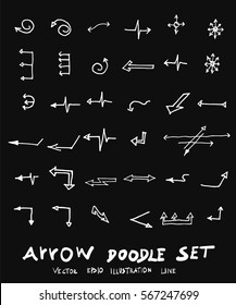 Vector hand drawn arrows set chalkboard