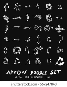 Vector hand drawn arrows set chalkboard