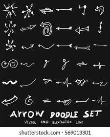 Vector hand drawn arrows set chalkboard