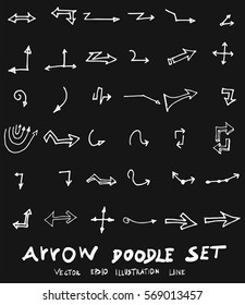 Vector hand drawn arrows set chalkboard