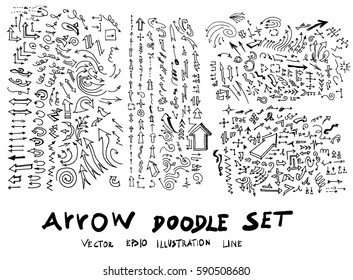 Vector hand drawn arrows set