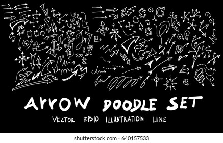 Vector hand drawn arrows set chalkboard