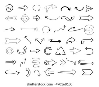 Vector hand drawn arrows.Black arrows set.