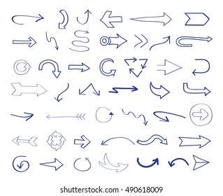 Vector hand drawn arrows.Doodle arrows set.
