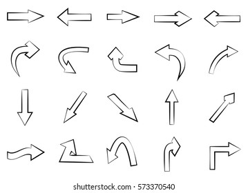 Vector hand drawn arrows.Doodle arrows set.