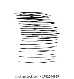 vector hand drawn art strokes, scratches, horizontal lines isolated on white background, for decoration texture