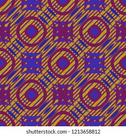 Vector hand drawn art, typical portuguese tiles. Purple, yellow and blue mandalas. Traditional ornate portuguese decorative tiles azulejos. Ceramic tiles pattern. Seamless abstract background.