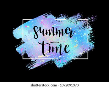 Vector hand drawn artistic design element, box, frame or background for text. Brush stroke with  holographic effect.
