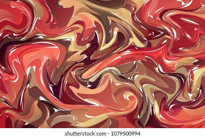 Vector Hand drawn artwork on water marble texture. Liquid paint pattern. Abstract colorful background in ebru suminagashi technique.
