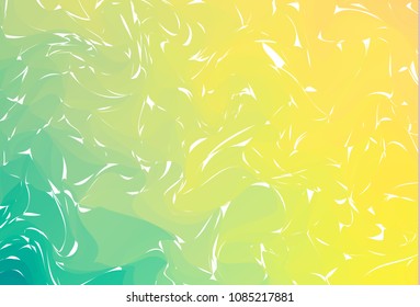 Vector Hand drawn artwork on water marble texture. Green Yellow Liquid paint pattern. Abstract colorful background in ebru suminagashi technique.