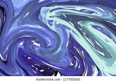 Vector Hand drawn artwork on water marble texture. Liquid paint pattern. Abstract Dark Blue background in ebru suminagashi technique.